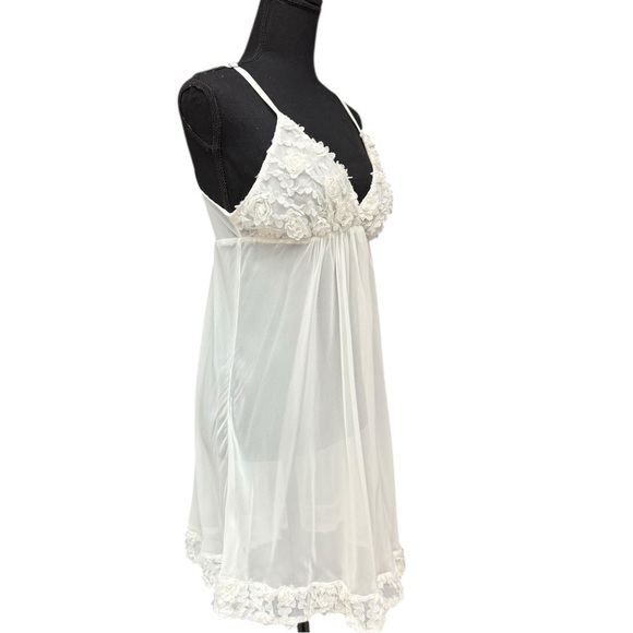 Vintage Oscar de la Renta Pink Label Ivory Babydoll Slip Dress Size Medium Y2K - Picture 4 of 12